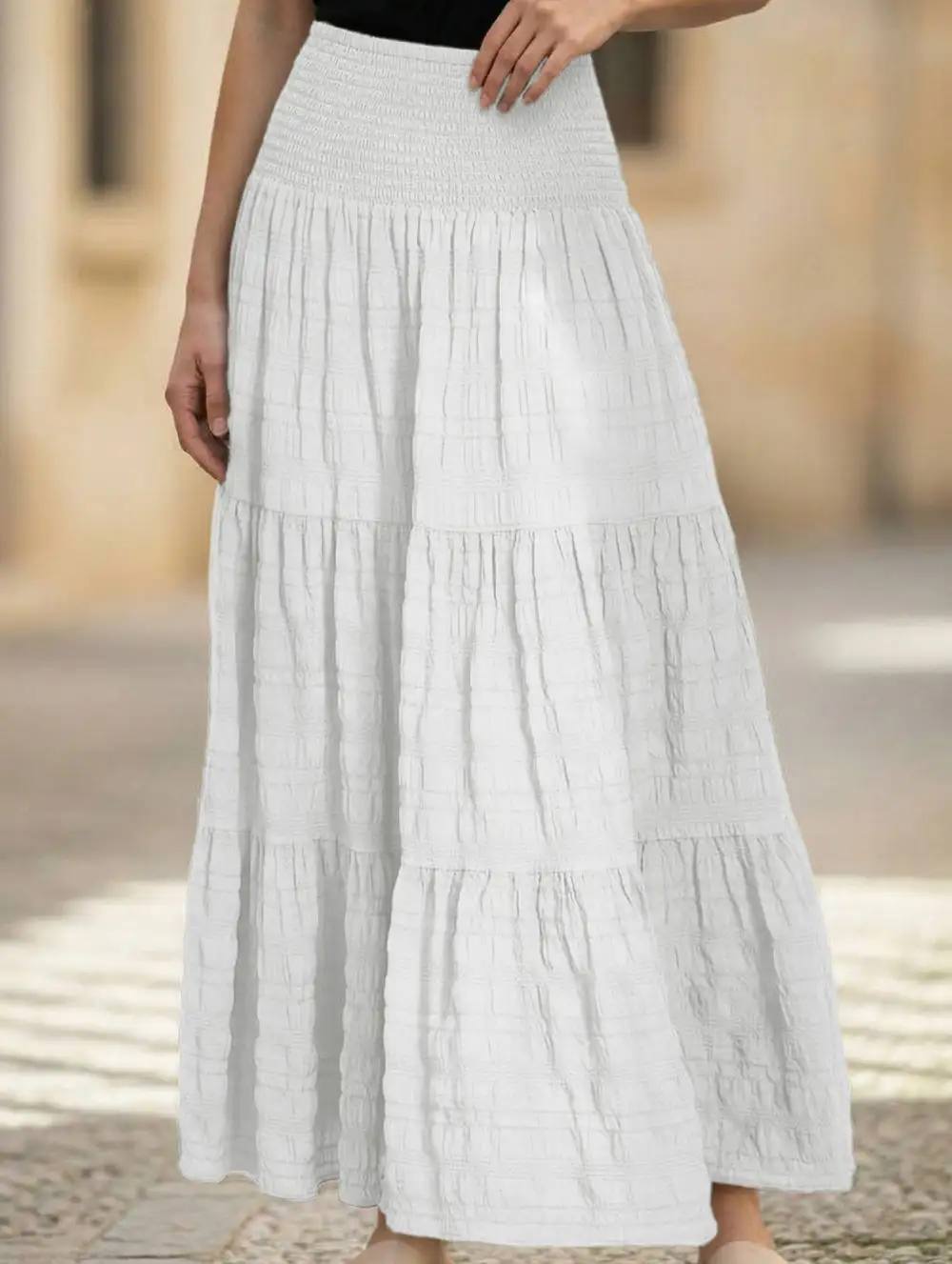 Elastic Waist Pocket Maxi Skirt