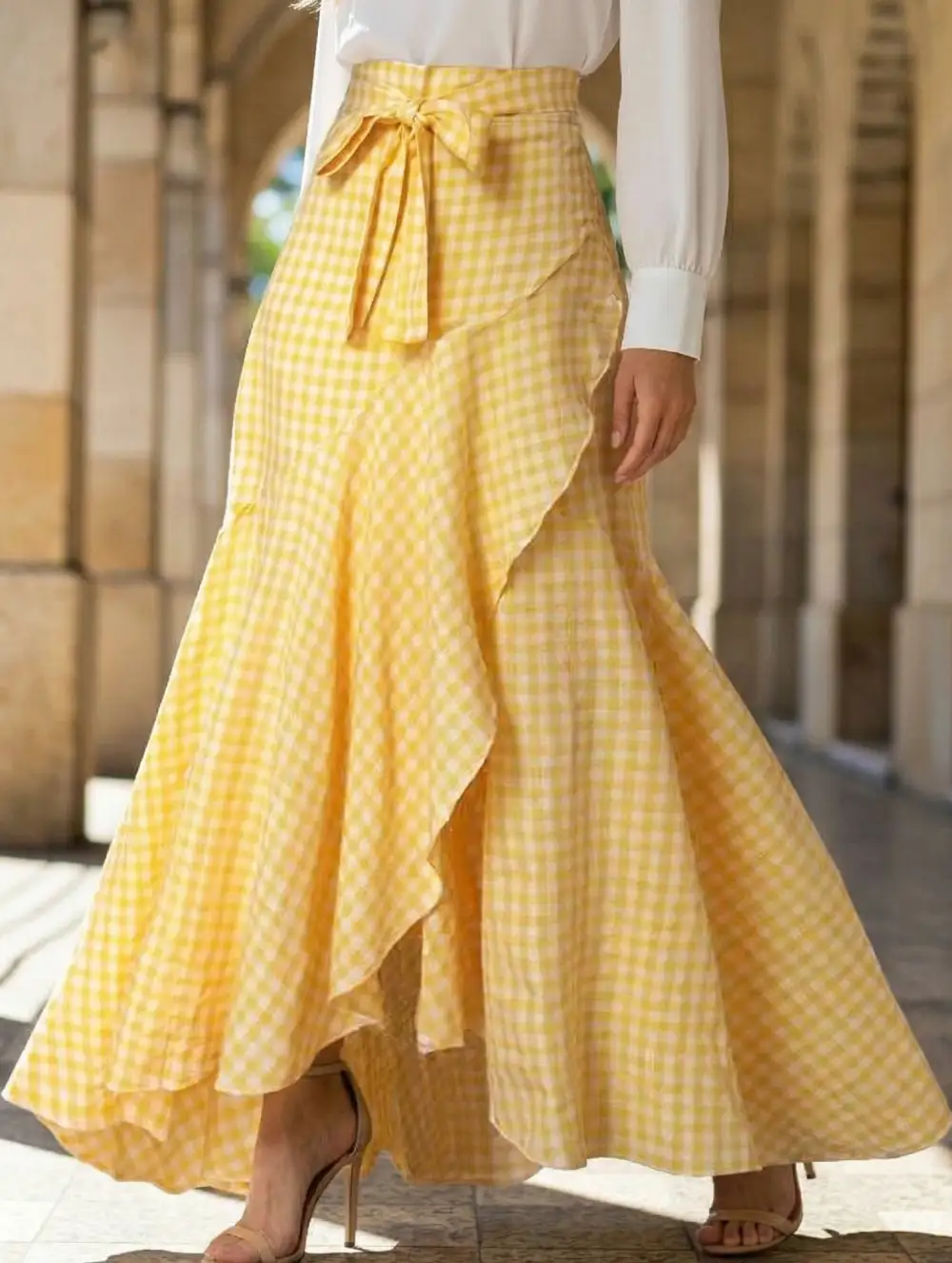 Ruffle Hem Irregular Maxi Skirt