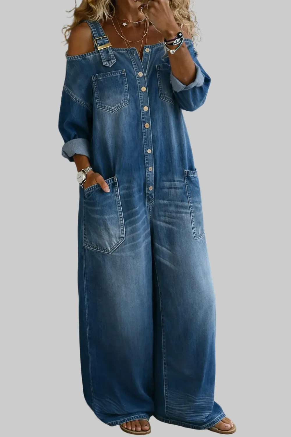 Soft Denim Relaxed Jumpsuit