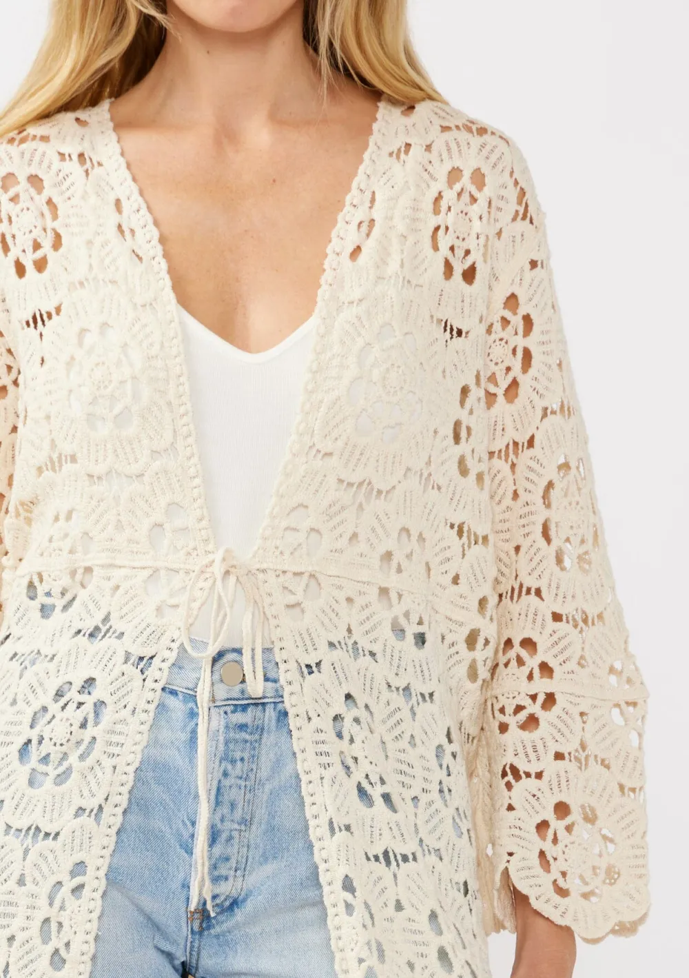 Crochet Tie Front Cardigan