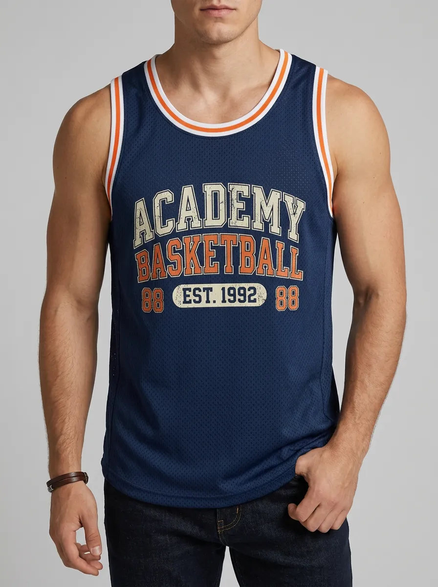 Men's Basketball Lover Academy Printed Mesh Tank Top