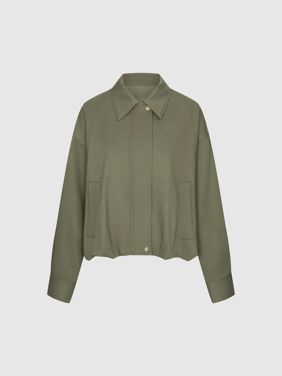 A Green Lapel Commuter Jacket For Ladies