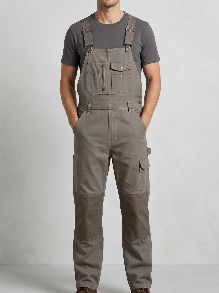Men's Classic Reinforced Knee Multi-Pocket Bib Work Overalls
