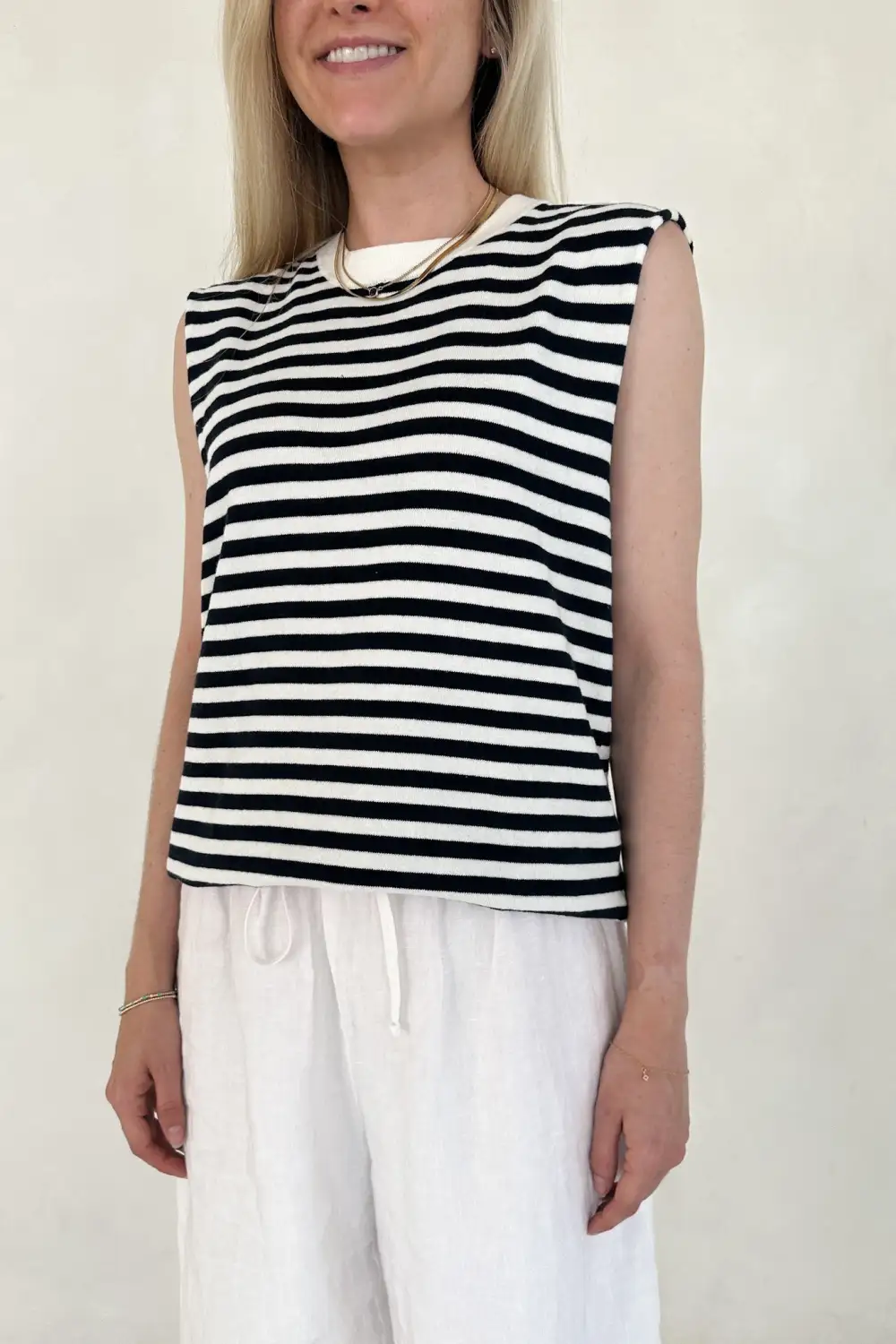 Polished Striped Sleeveless Top