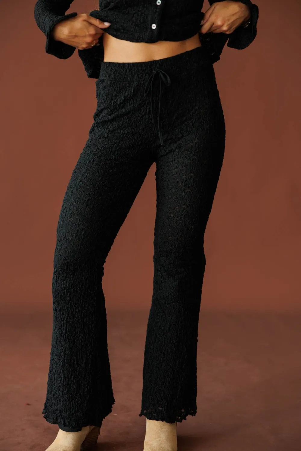 Flared Floral Lace Pants