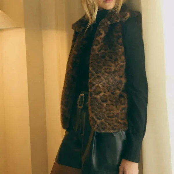 Leopard Faux Fur Vest