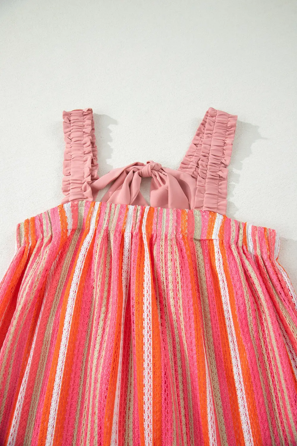 Striped Ribbed Ruffle Maxi Dress