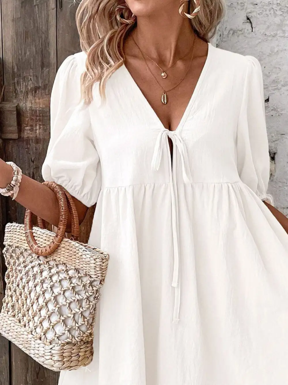 Puff Sleeve Mini Dress