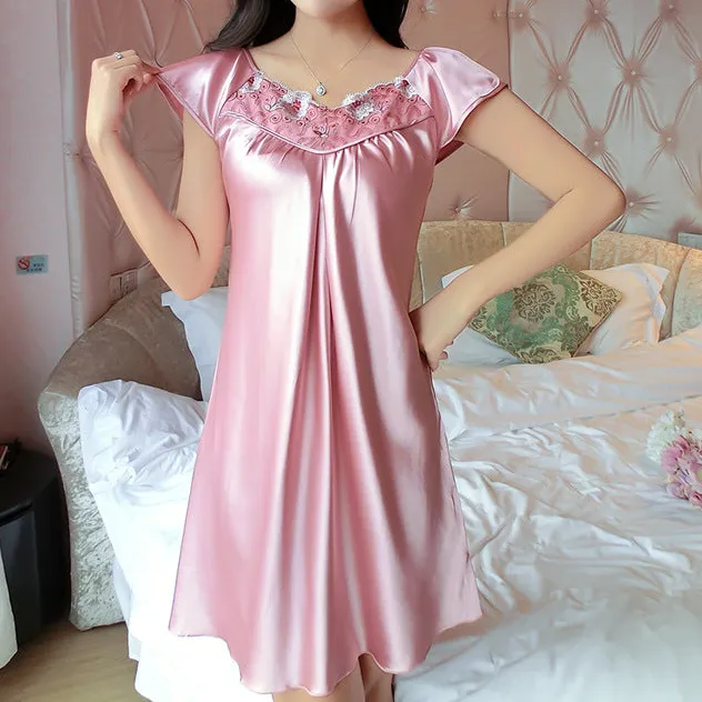 Lace Embroidery Cap Sleeve Chemise