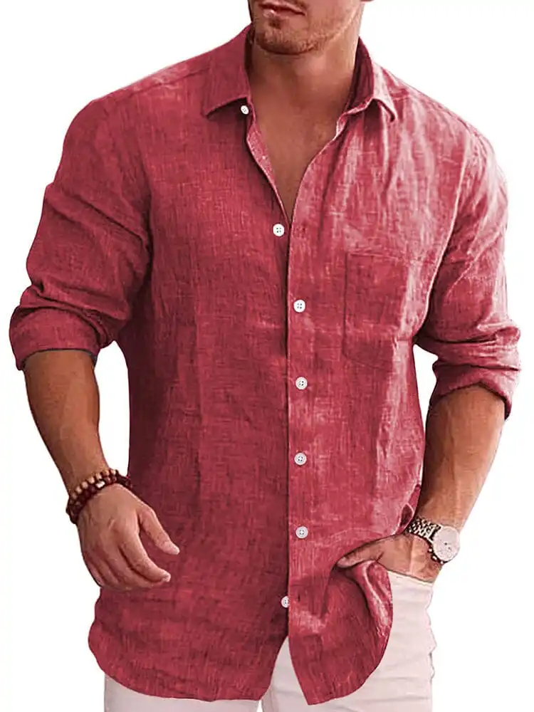 Classic Casual Button Down Cotton Linen Shirt
