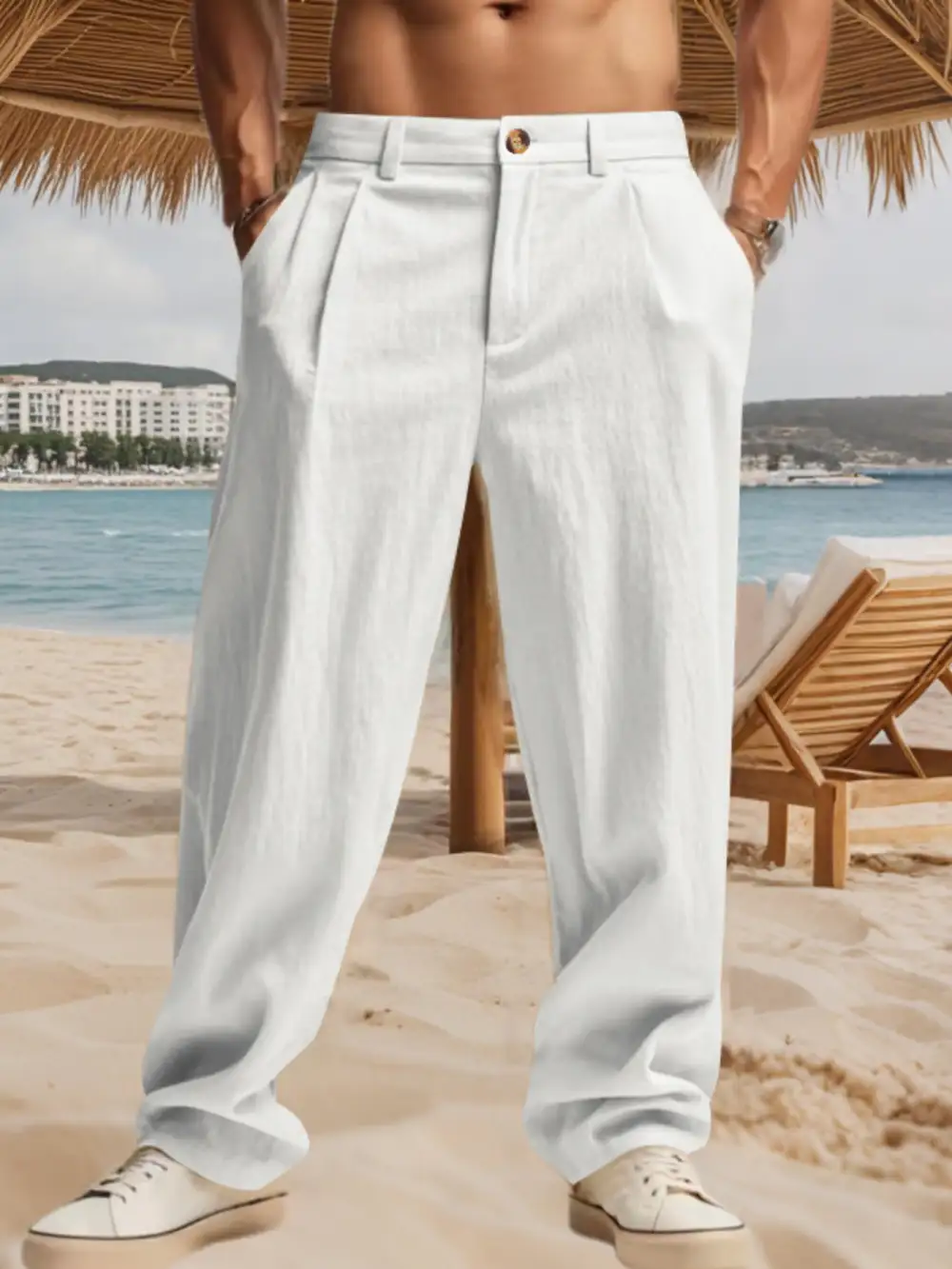Men's Full Size Relaxed Fit Pleated Pants Plus