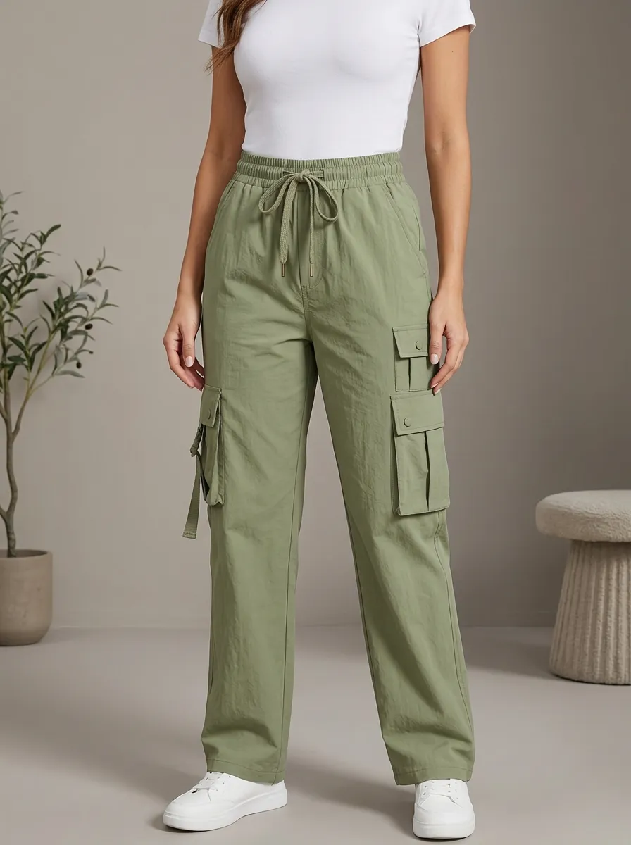 Women's Textured Multi-Pocket Cargo Cargo Work Pants