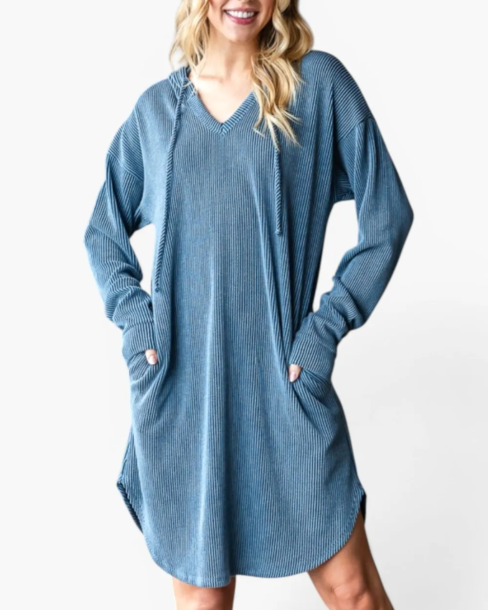 Ribbed Hooded Dress