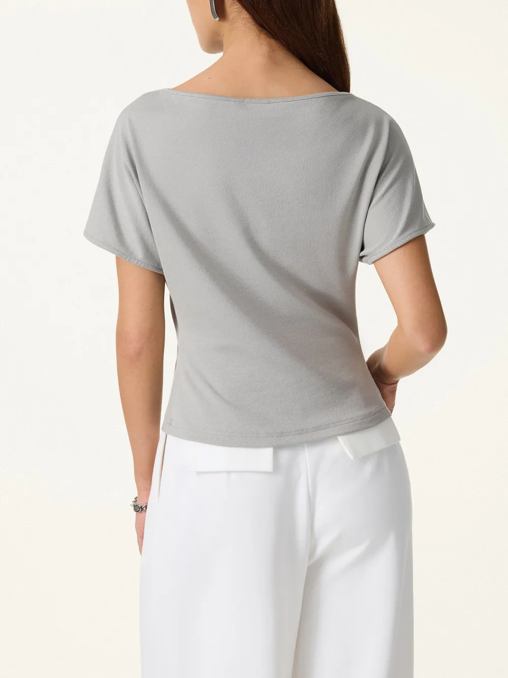 Cotton Lyocell Boatneck Angled Summer Tee