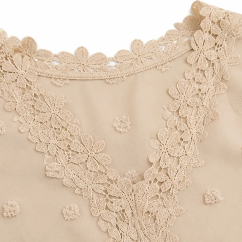 Crochet Lace V Neck Blouse