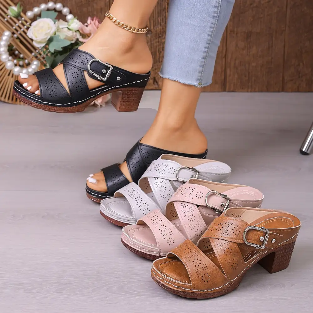 Sleek Open Toe Block Heel Sandals