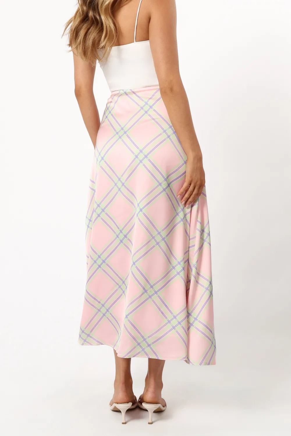 Satin Striped A-Line Skirt