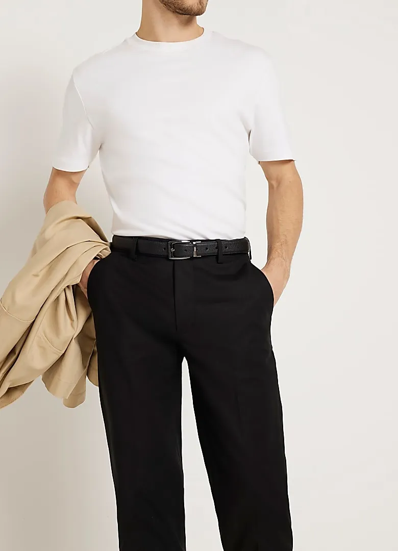 Men's Black Slim Fit Cotton Trousers