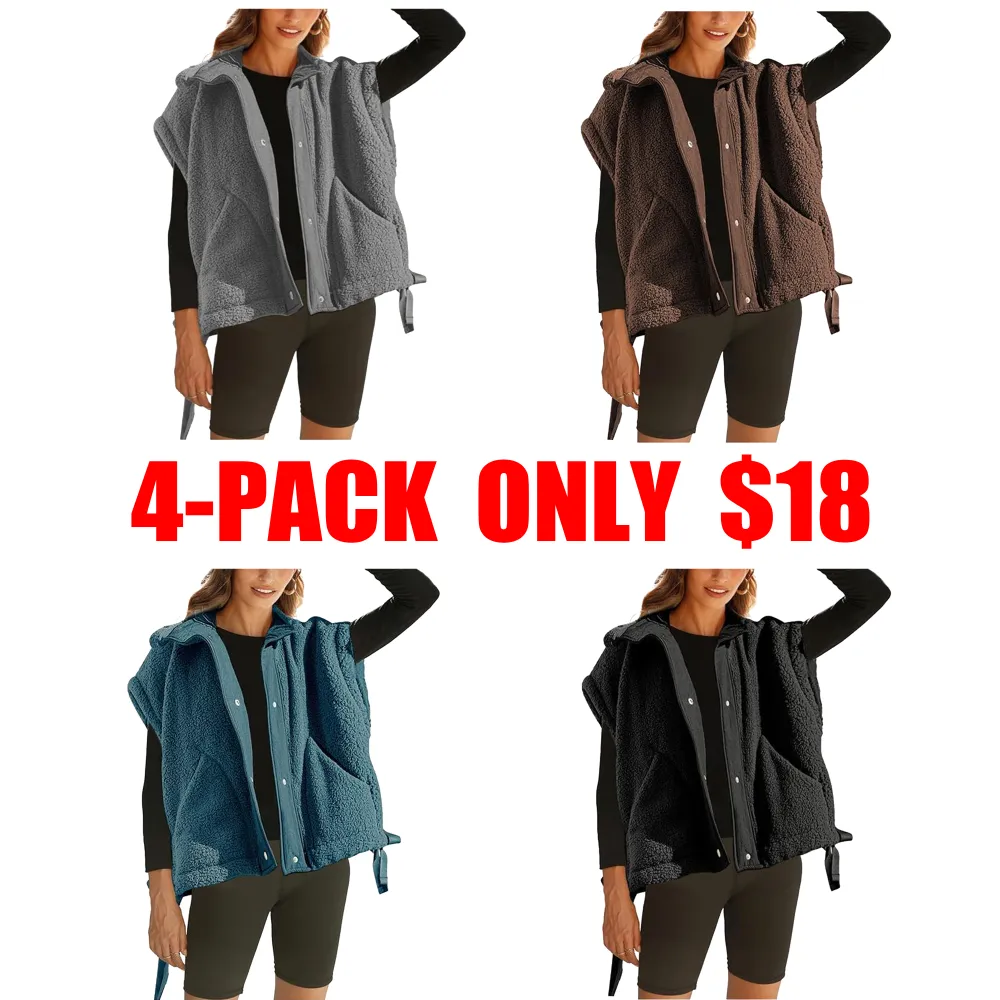 8 Pick Tanming Women'S Warm Sherpa Fleece Vest Casual Cozy Sleeveless Button Down Sherpa Jacket Outerwear With Pockets FallFreshness Womenswear Basic