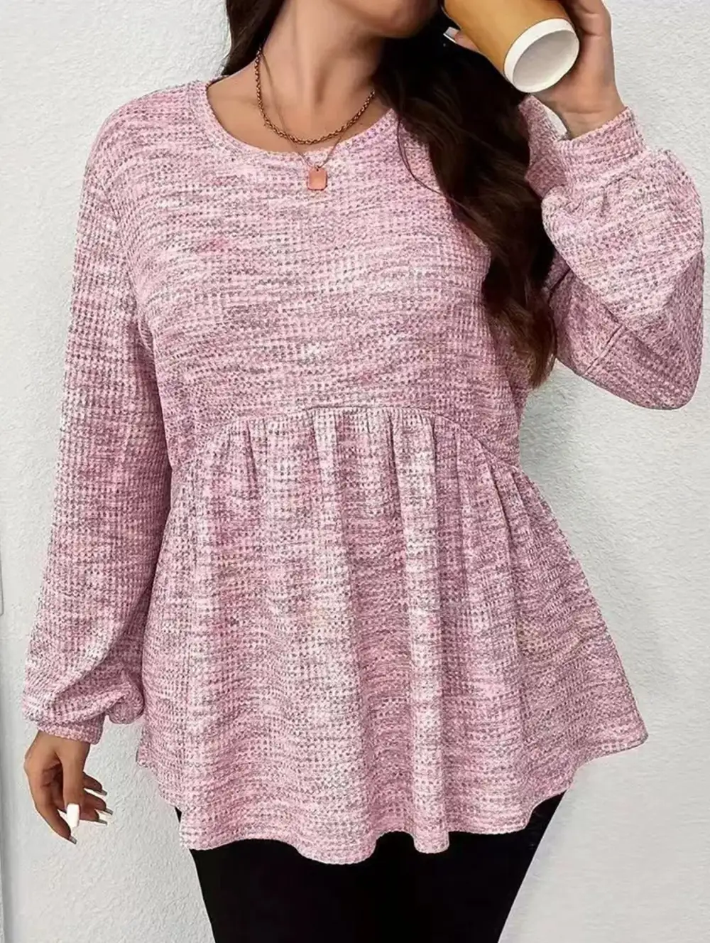 Tie Dye Ruffle Hem Lantern Sleeve Tee