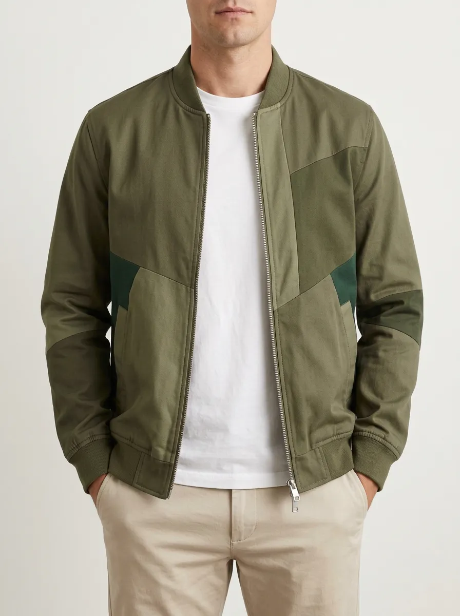 Military Colorblock Bomber Jacket