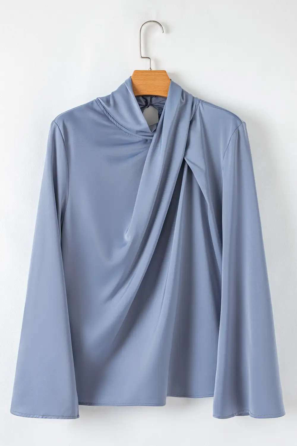 Pleated Asymmetric Hem Blouse