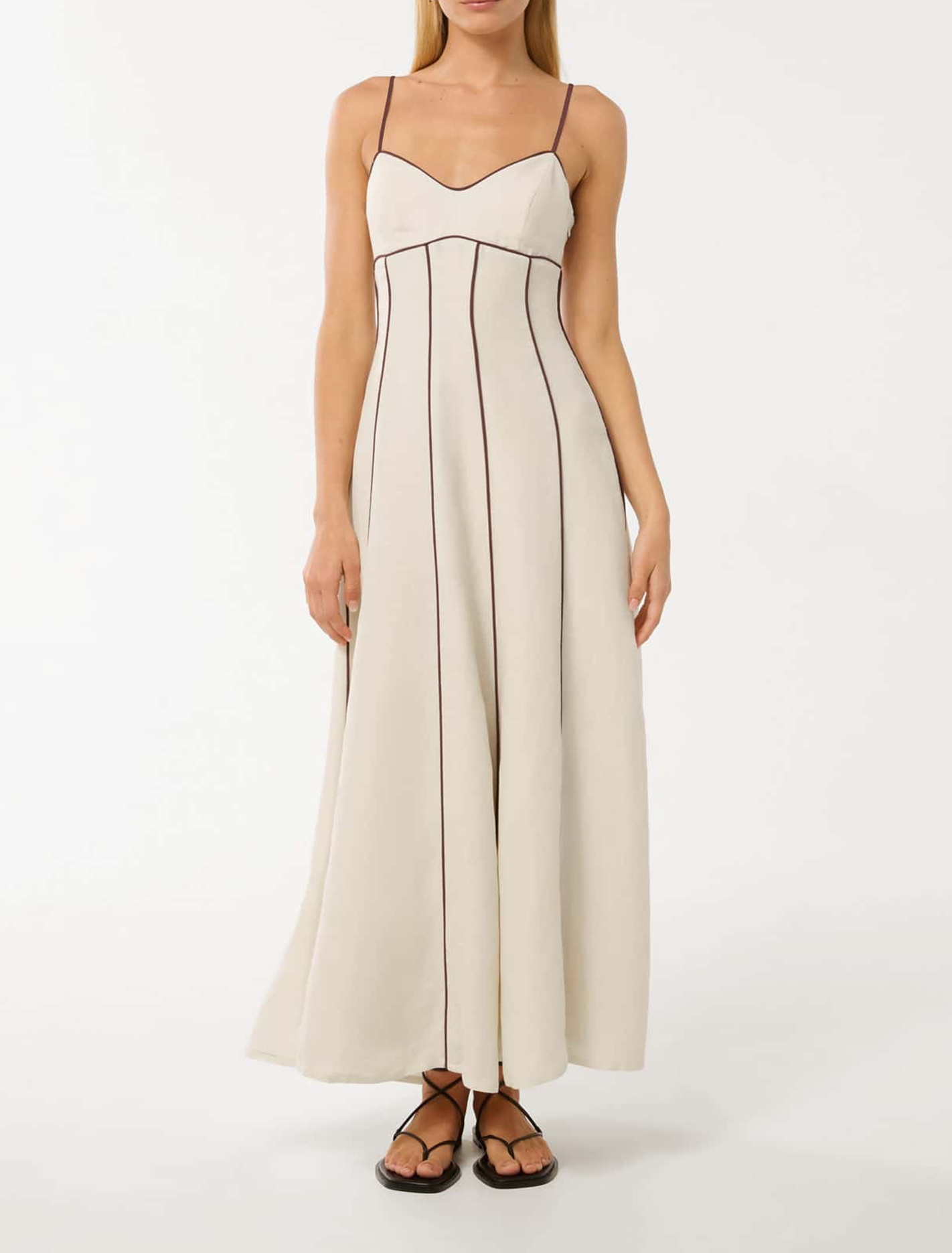 Contrast Detail Midi Dress