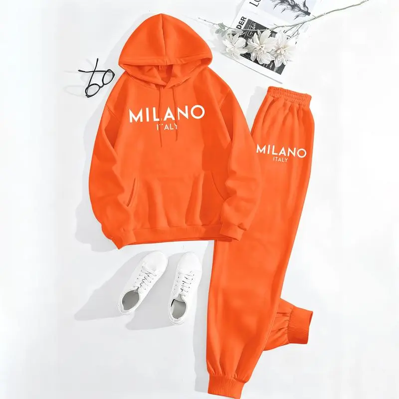 Women’s Milano City Print Hoodie & Track Pants Set – Trendy Fall/Winter Loungewear