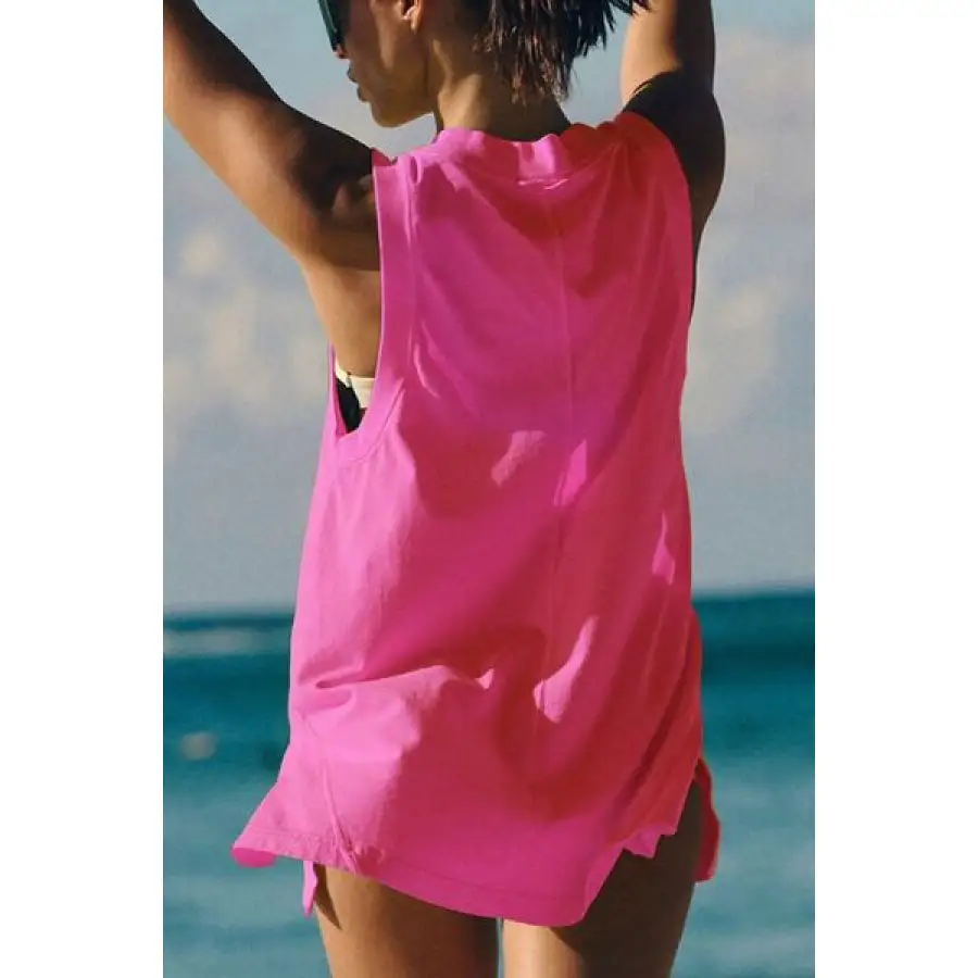 Side Slit V Neck Tank