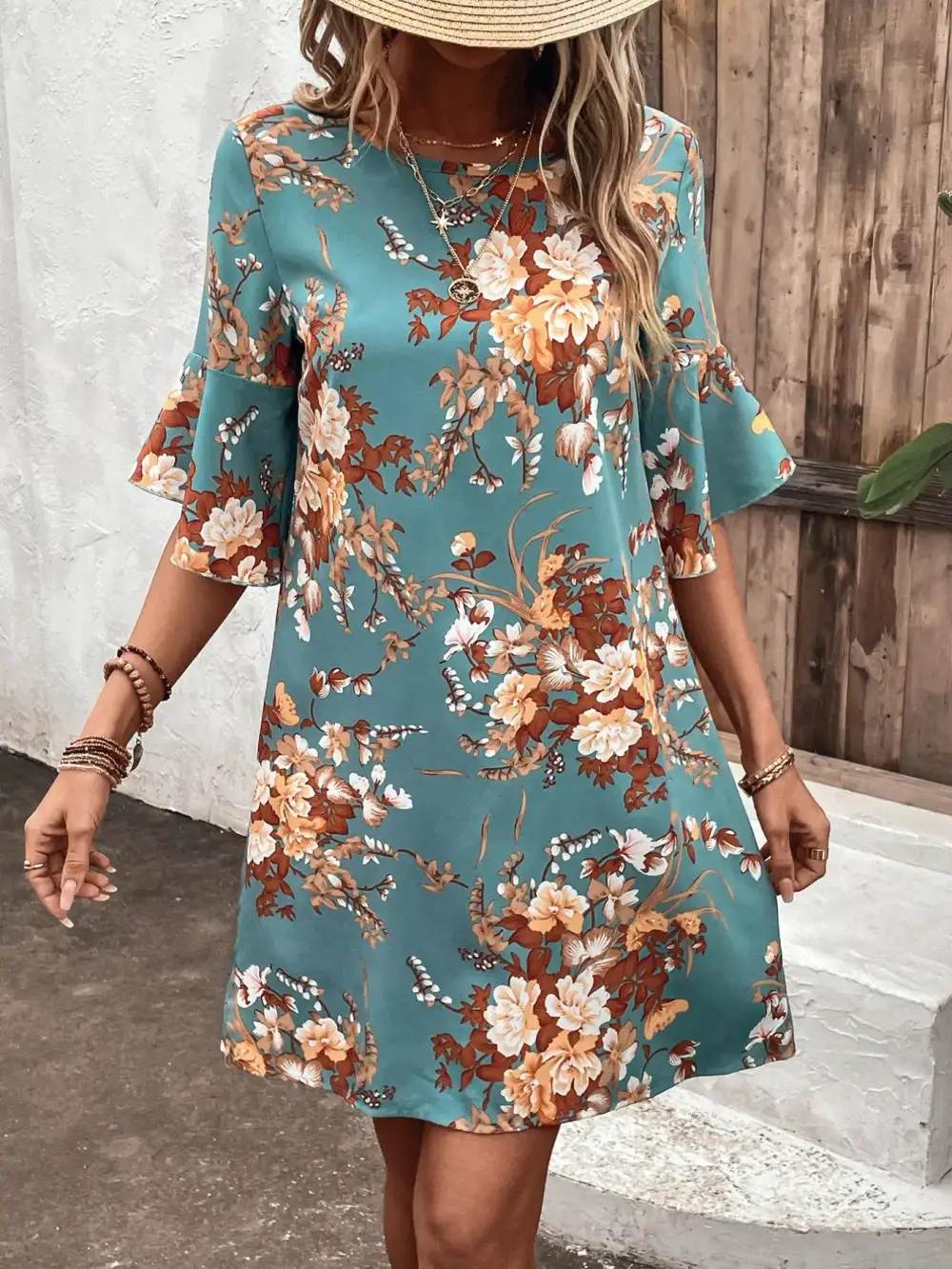 Balanced Detail Floral Printed Dress
