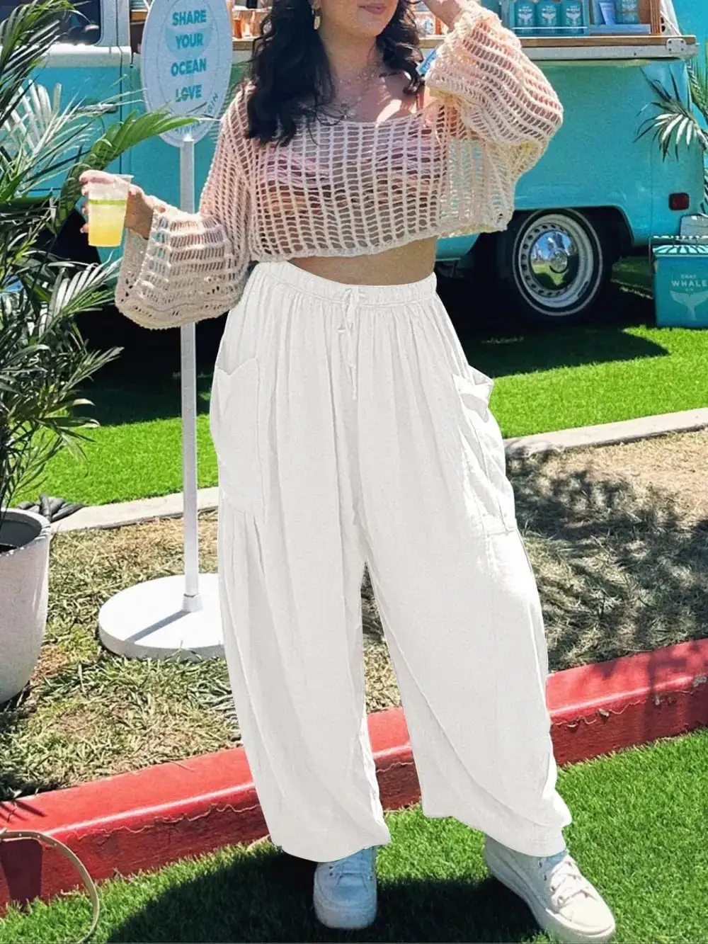 Casual Drawstring Pocket Detail Pants
