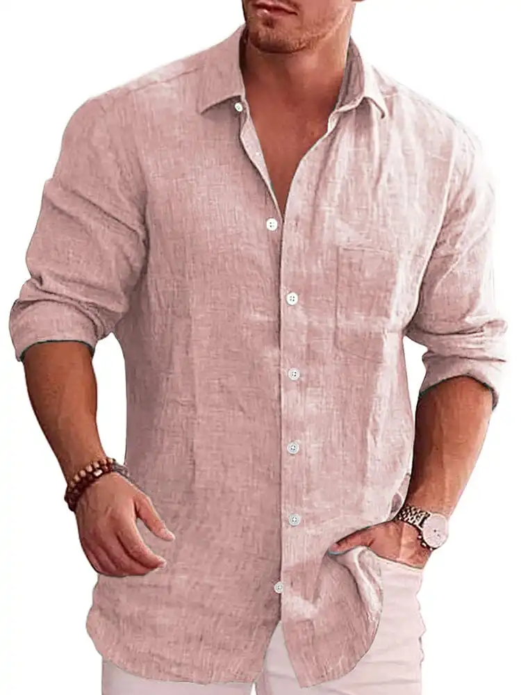 Classic Casual Button Down Cotton Linen Shirt