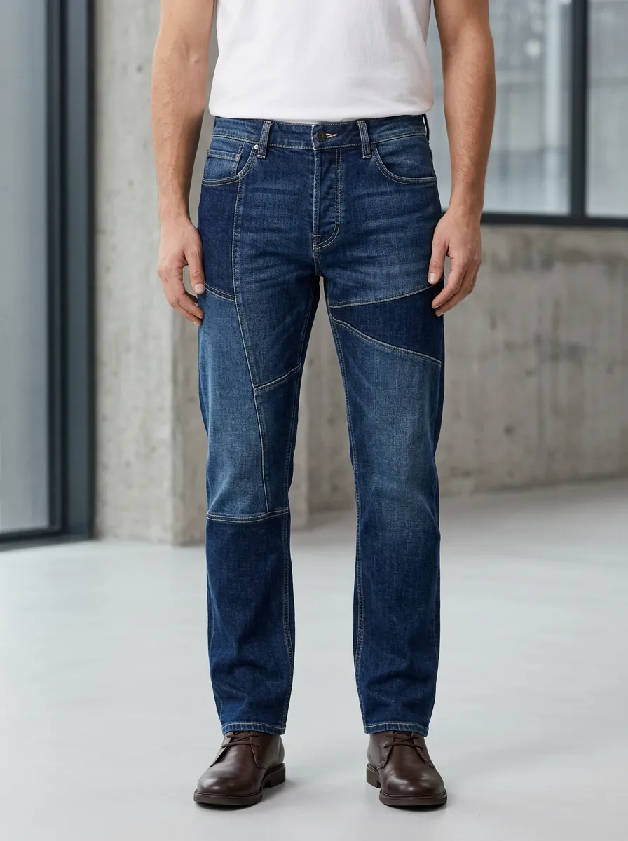Patchwork Design Stitched Jeans