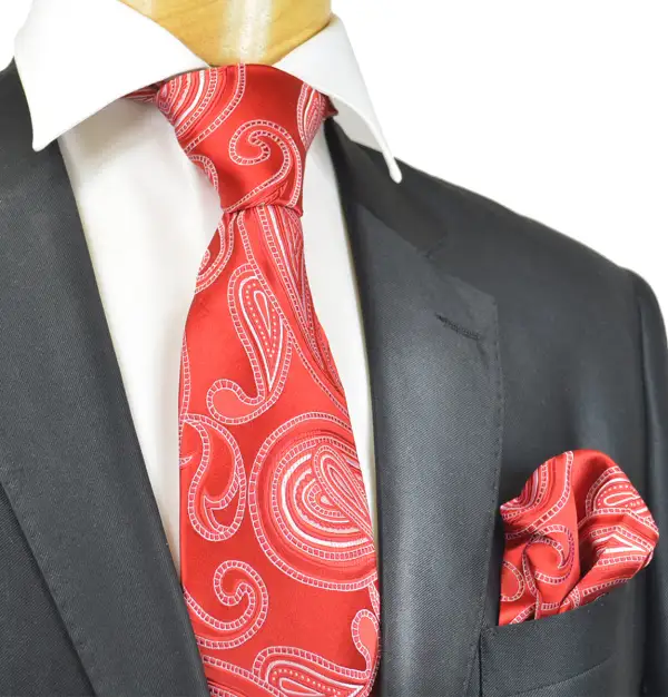 Timeless Silk Paisley Men's Necktie With Pocket Square