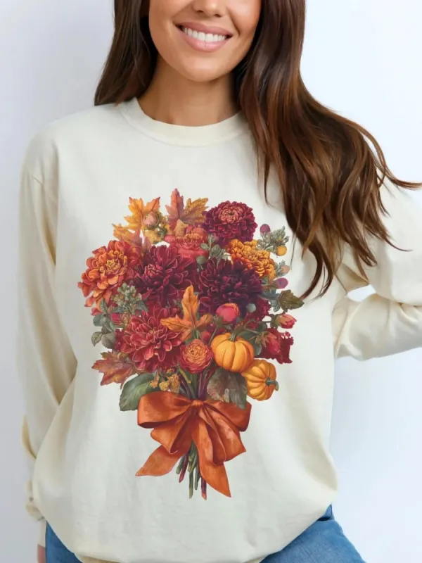 Pumpkin Bouquet Print T-Shirt