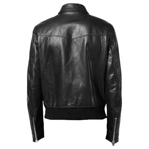 Heritage Minimal Bomber Leather Jacket