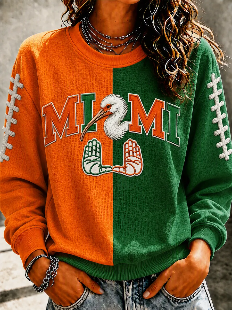 Women'S Football Printed Round Neck Sweatshirt