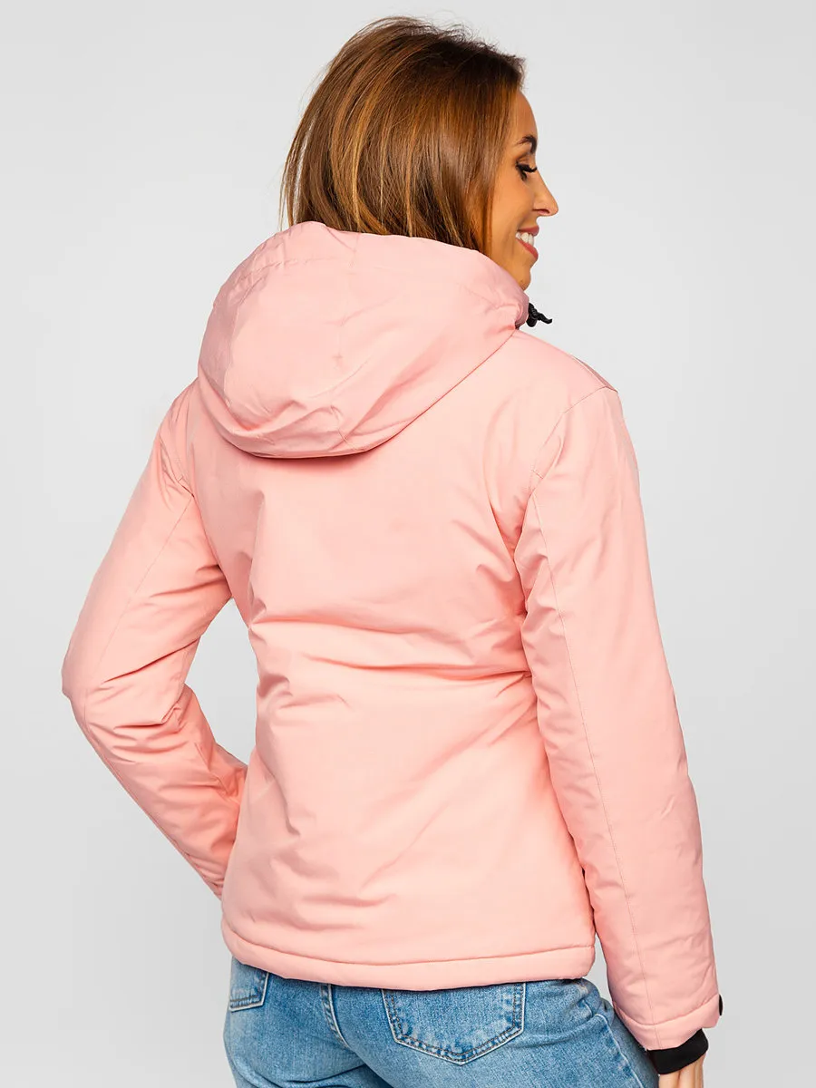 Light pink women's winter ski jacket