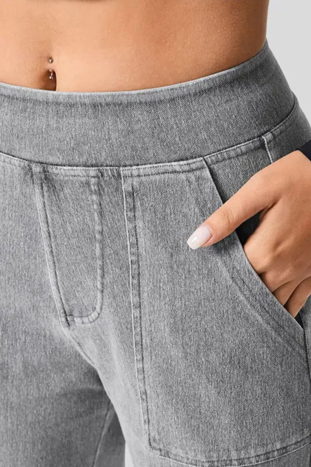 High Waist Straight Leg Cargo Denim Jeans