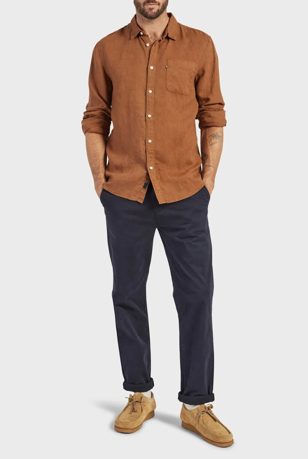 Hampton Linen Shirt-Ash grey
