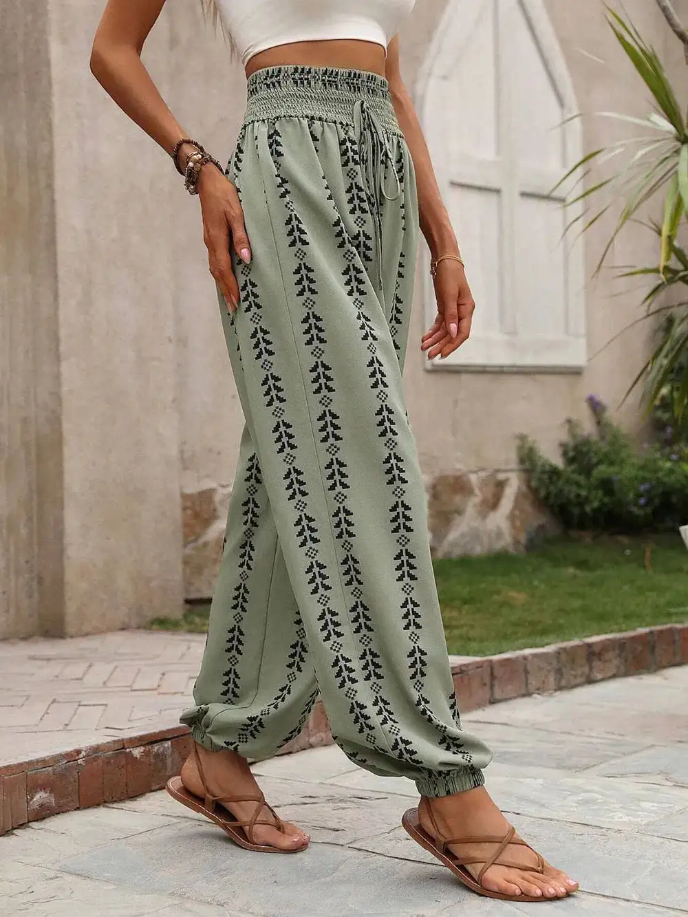 Flowy Tie Waist Tie Detail Pants