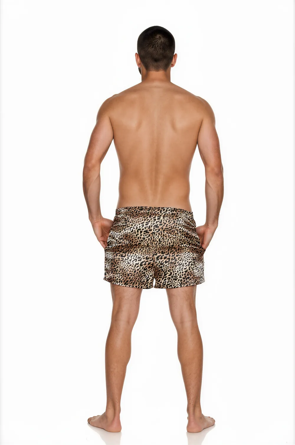 Satin Leopard Print Men's Lounge Shorts