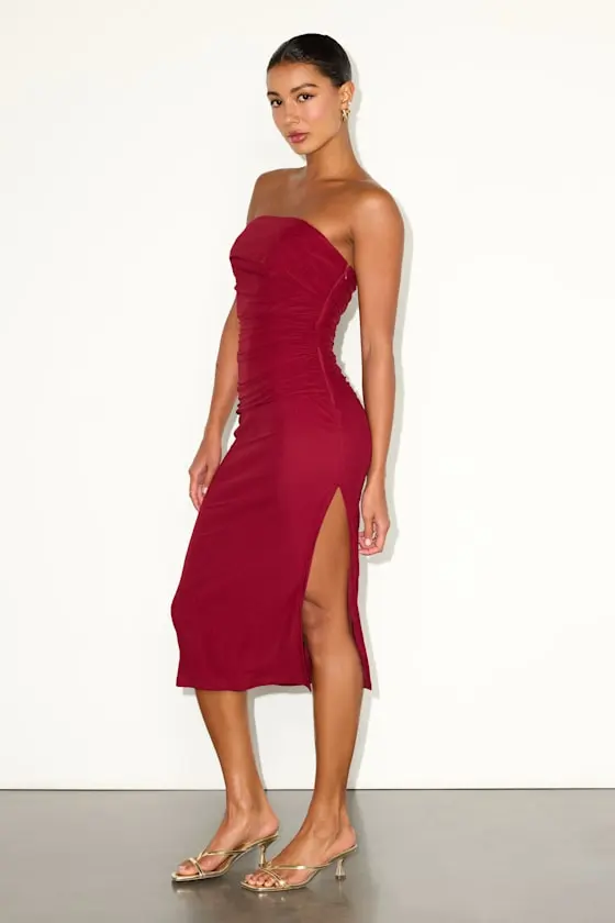 Jayleen Brown Mesh One-Shoulder Midi Dress