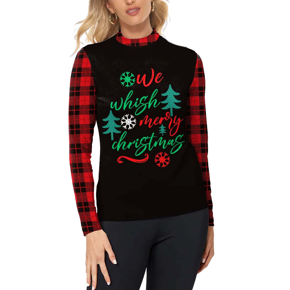 Women's Riding Style Christmas Plaid Print Long Sleeve Casual Shirt
