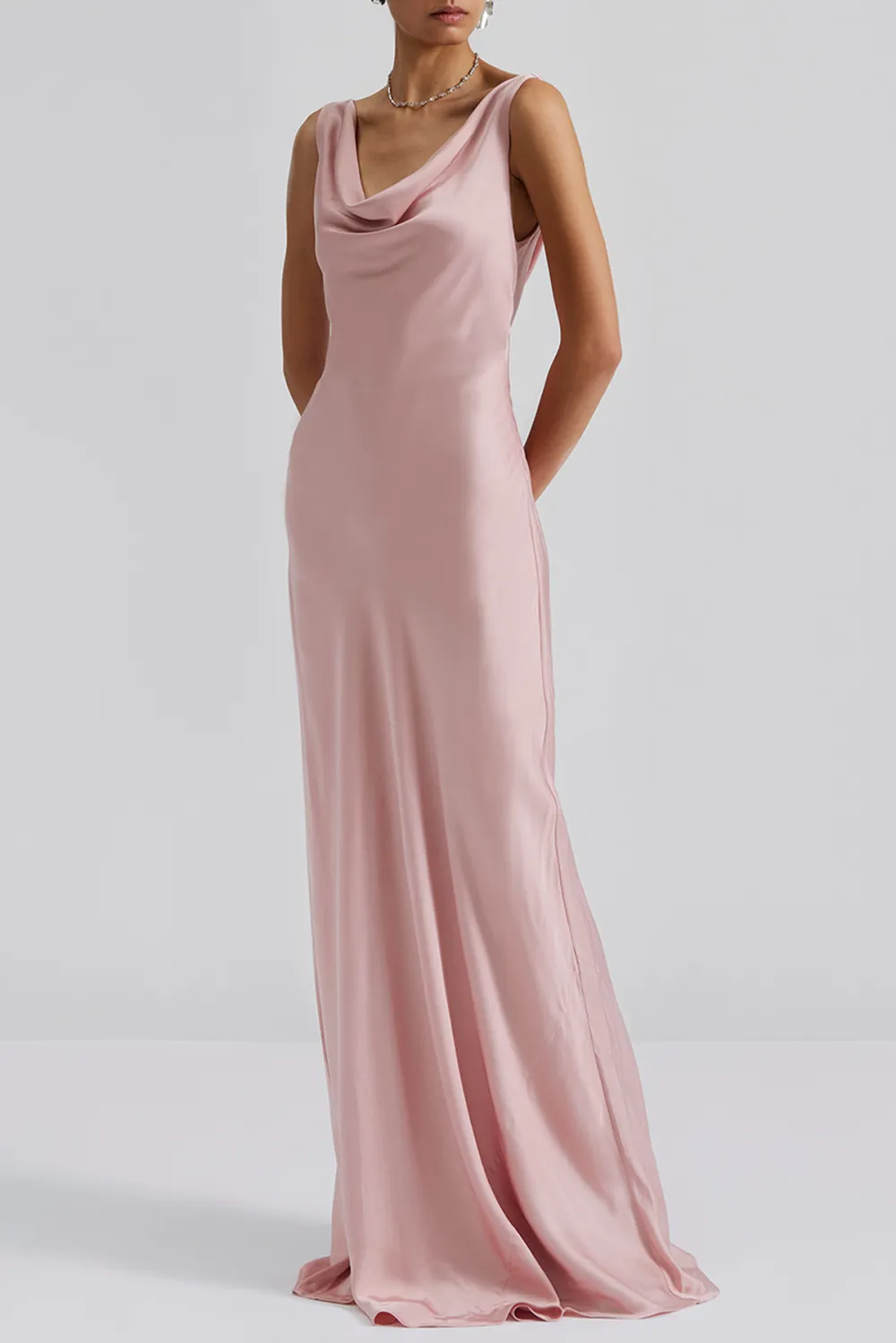 Cowl Neck Satin Maxi Dress