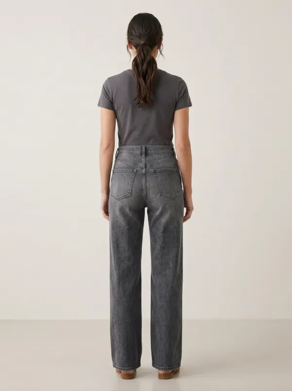 Classic-Profile High-Rise Wide-Leg Washed Denim Jeans
