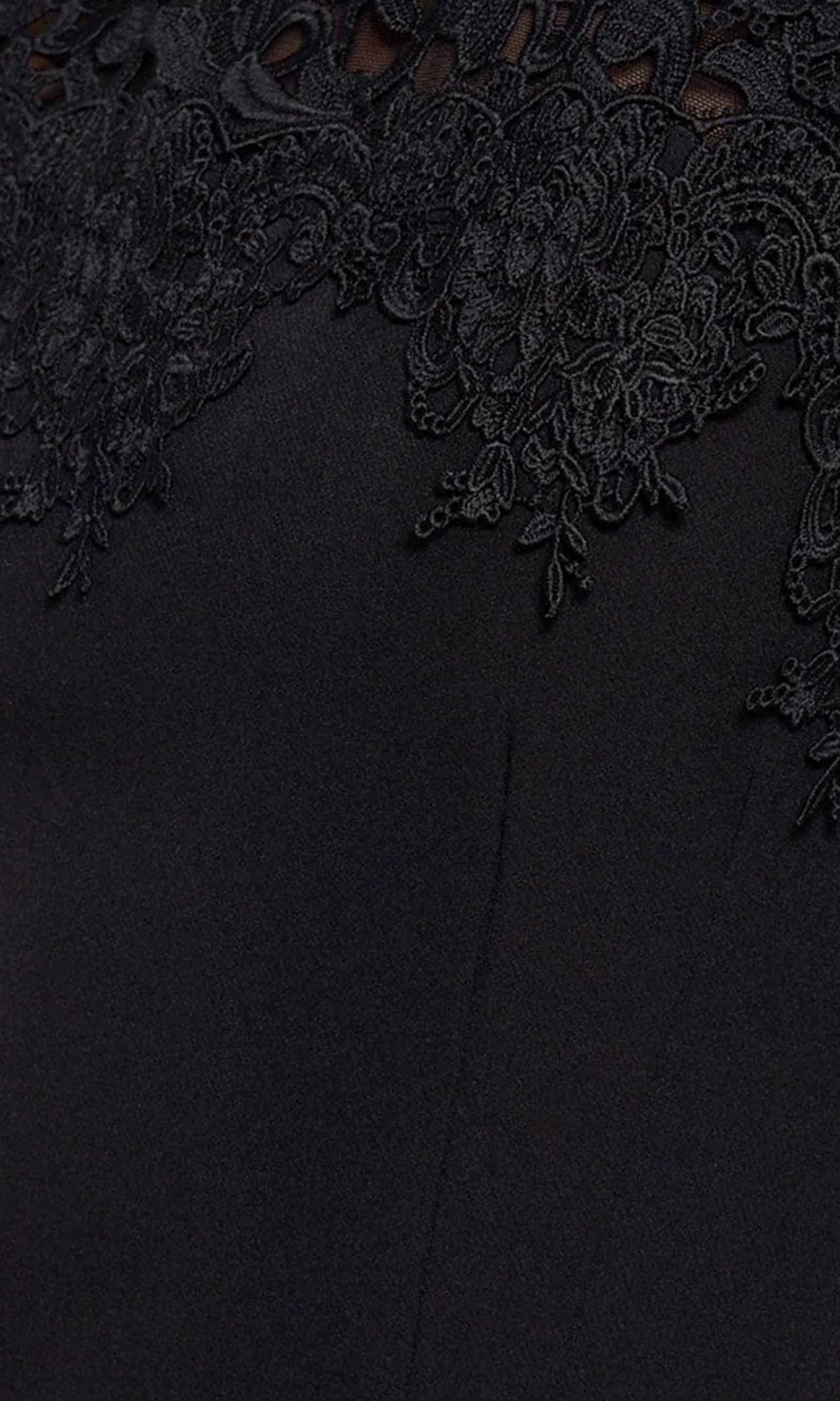 Lace Panel Crepe Turtleneck Dress