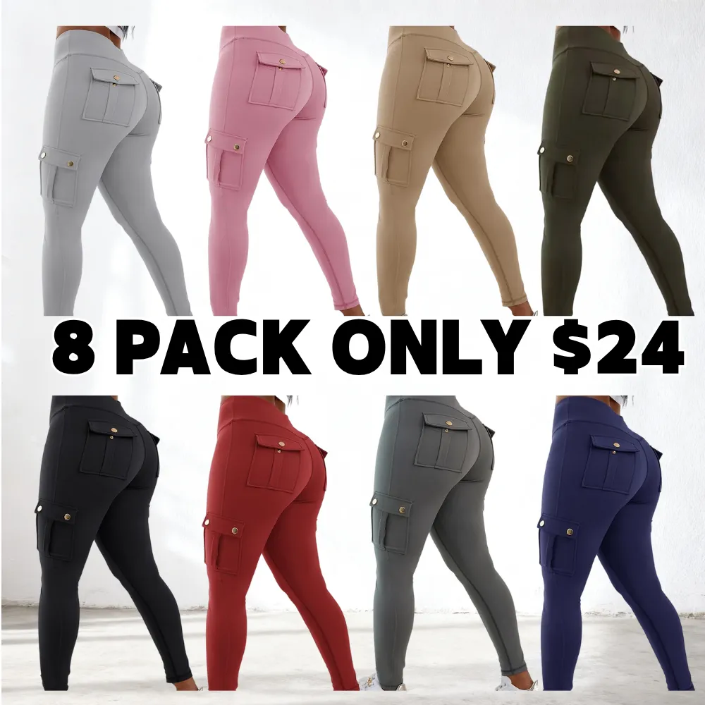 Women‘s Butt Lifting Leggings with Flap Pockets High Waist