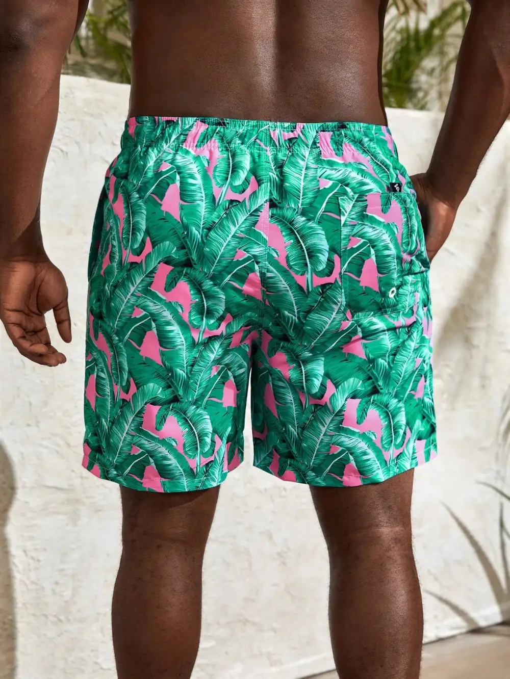 Men's Pocket Tropical Paradise Drawstring Board Shorts