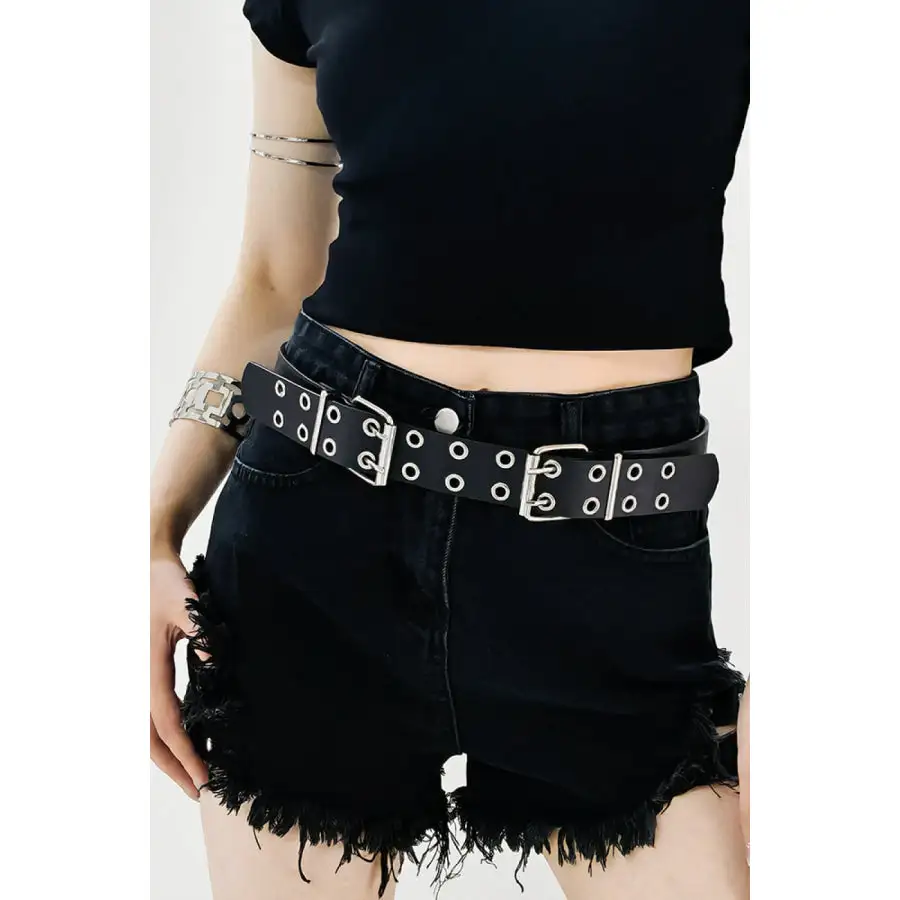 PU Leather Two Row Eyelet Belt